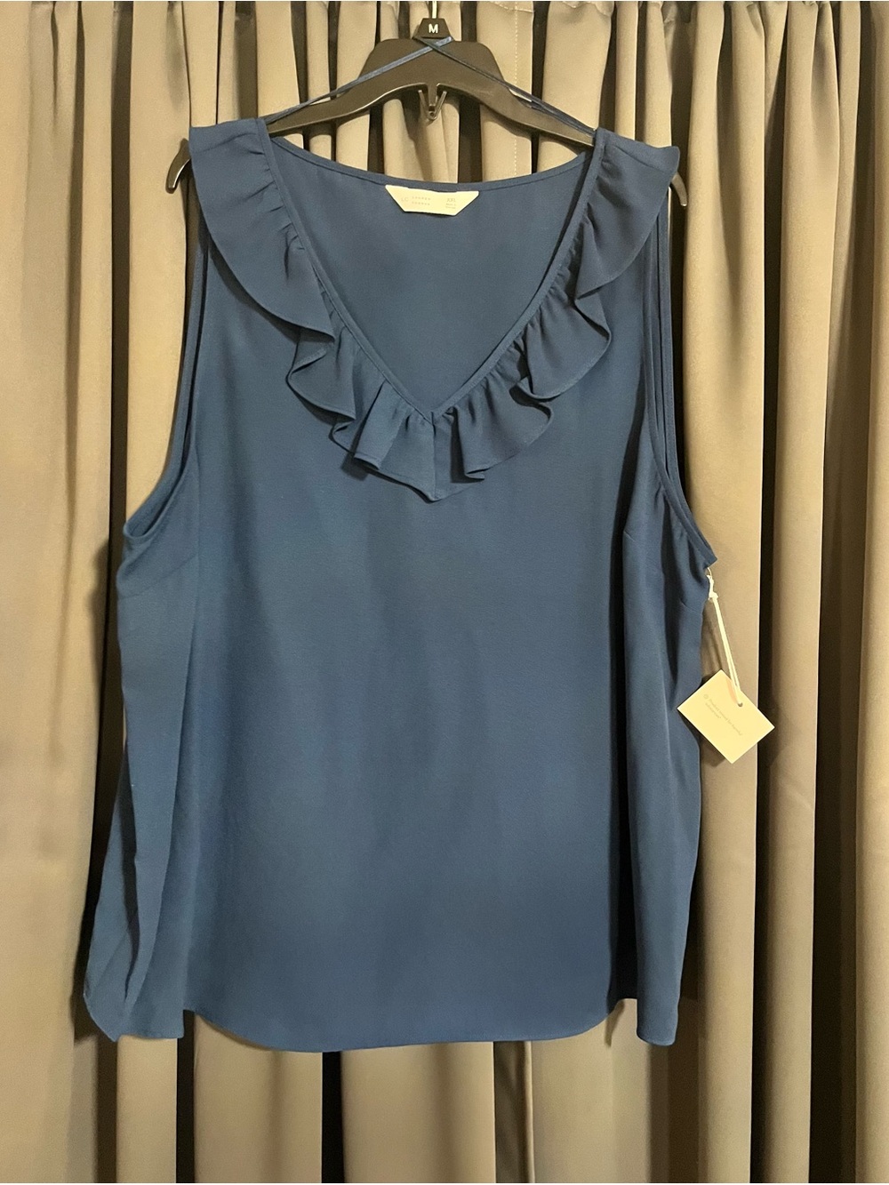 LC Lauren Conrad Ruffle V-Neck Sleeveless Top - Slate Blue